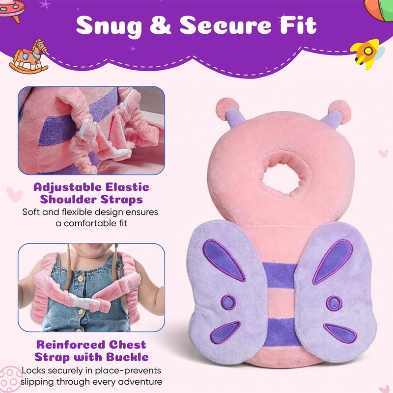 HippoBaby Baby Head Protector Backpack – Toddler Safety Cushion for Crawling & Walking – Infant Fall Protection Pillow with Adjustable Straps – Comes with Knee Pads & Non-Slip Baby Socks (Blue Dragon) - Image 4